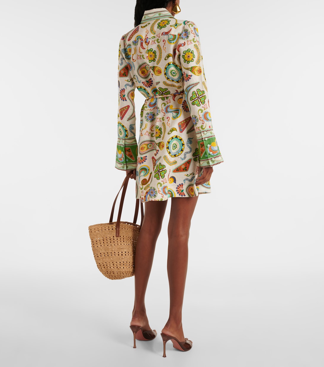 Arcade paisley linen minidress | Alémais