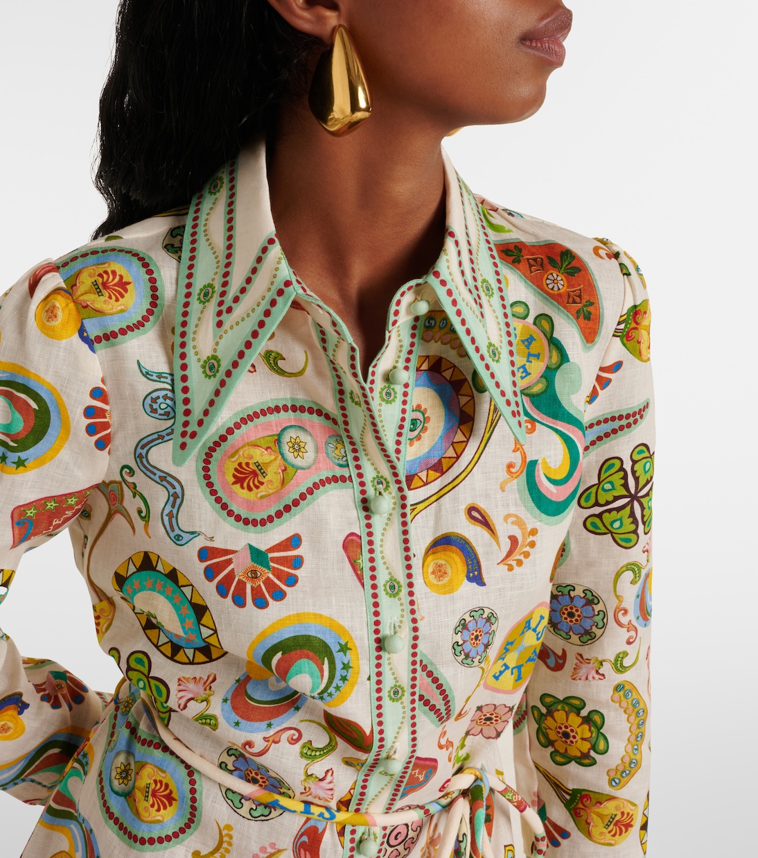 Arcade paisley linen minidress | Alémais