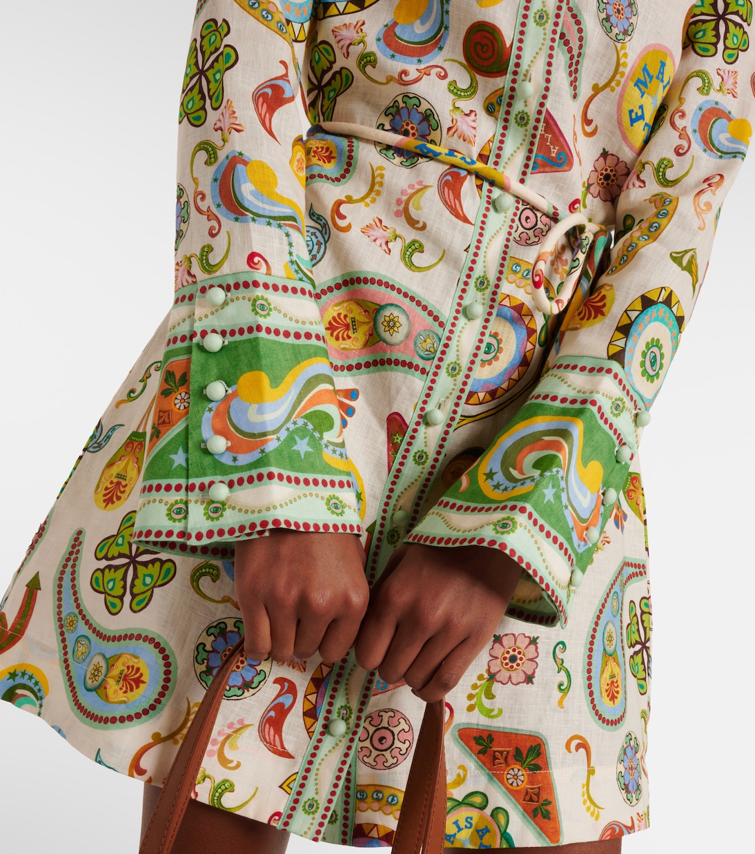 Arcade paisley linen minidress | Alémais