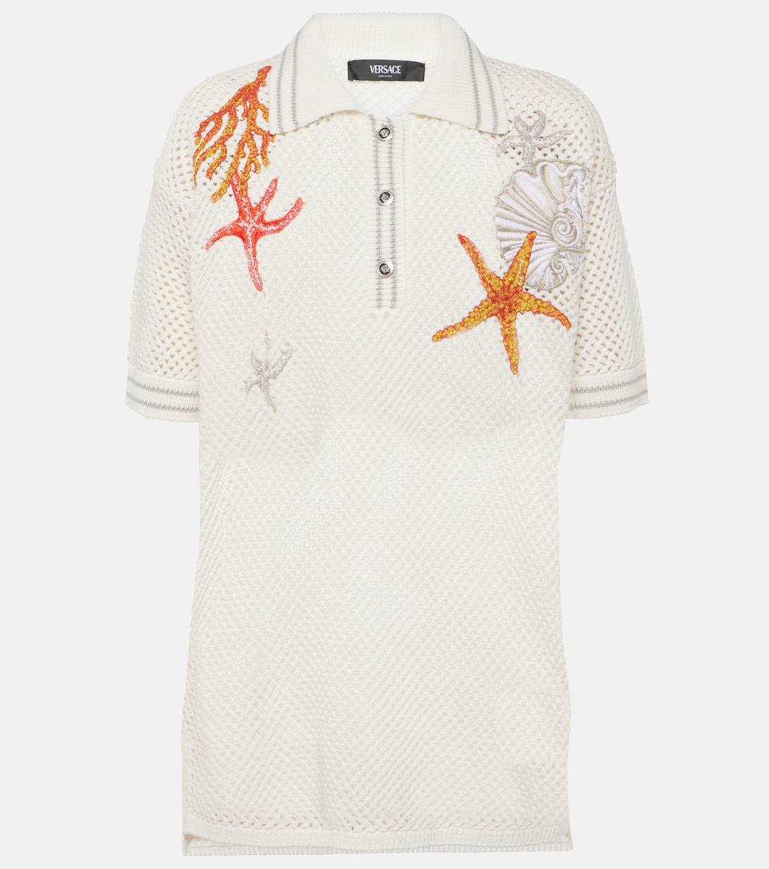 Polo oversize brodé en coton | Versace