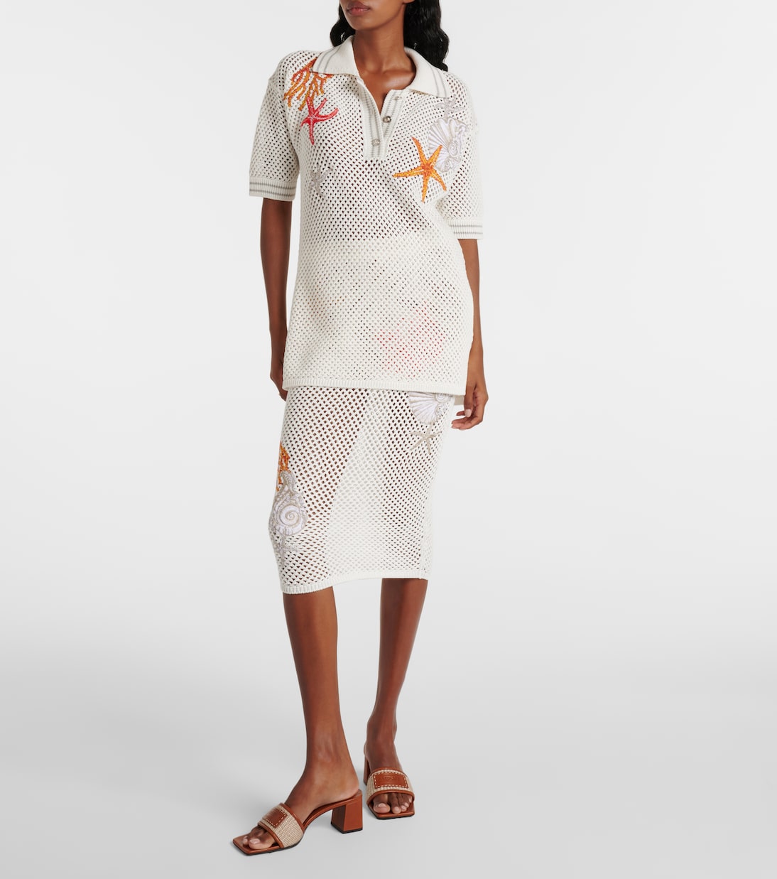 Polo oversize brodé en coton | Versace