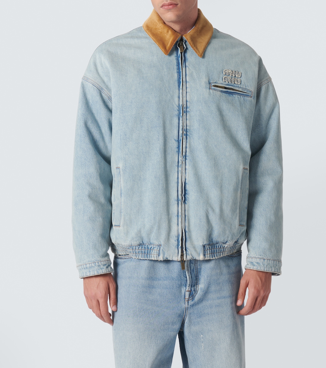 Blouson aus Denim mit Cord | Miu Miu
