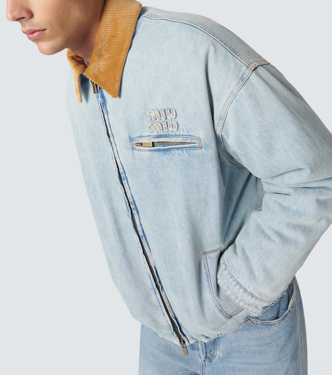 Blouson aus Denim mit Cord | Miu Miu