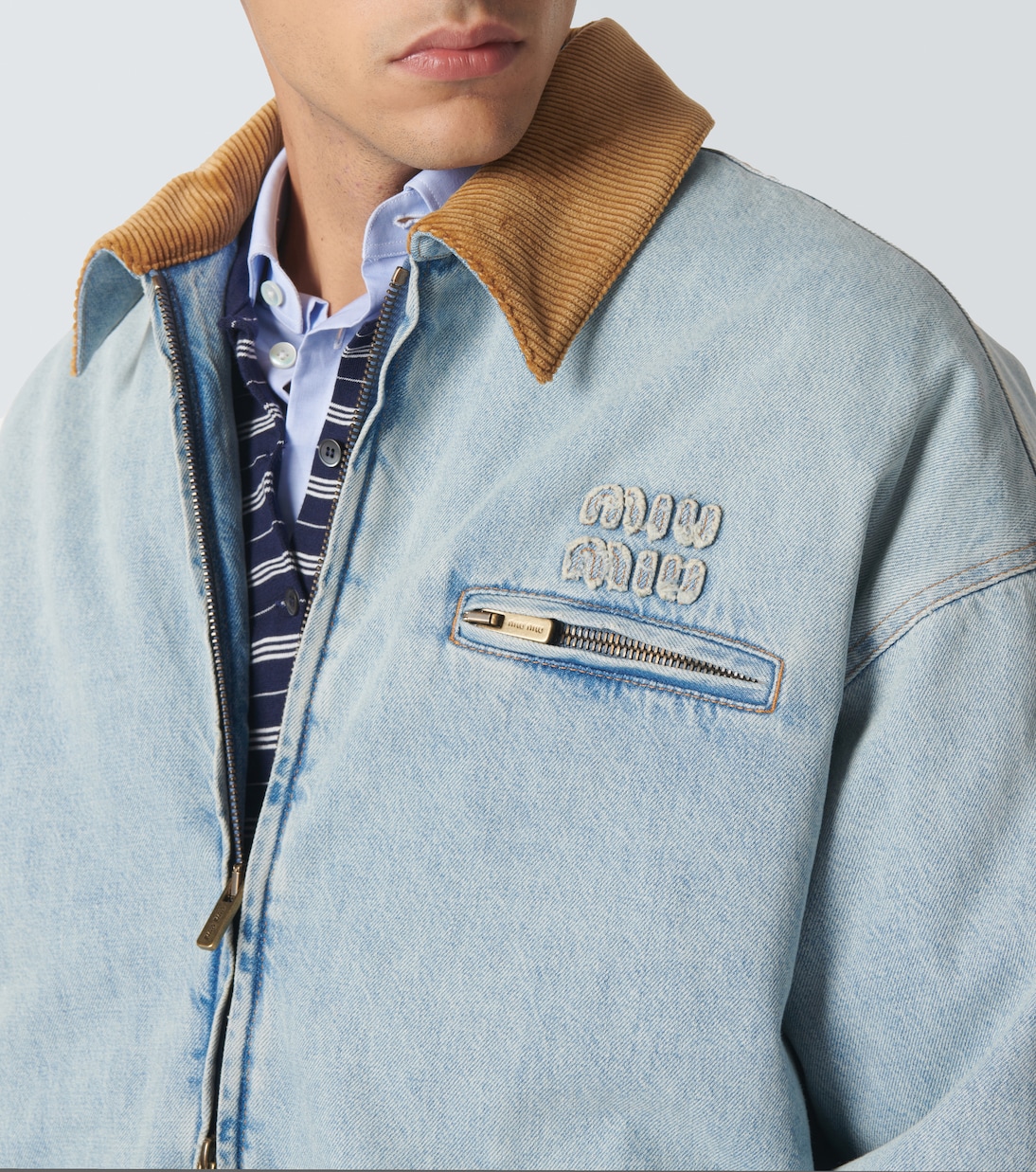 Blouson aus Denim mit Cord | Miu Miu