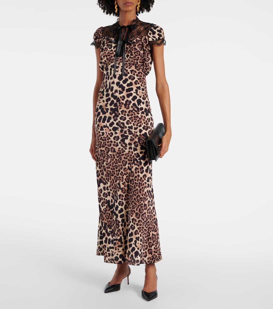 Abito midi in seta con stampa leopardata | Rodarte