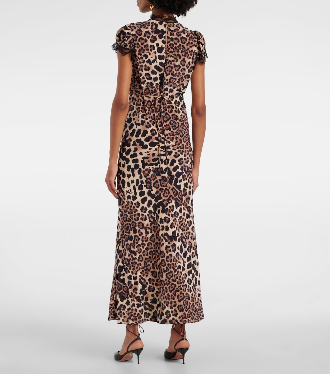 Abito midi in seta con stampa leopardata | Rodarte