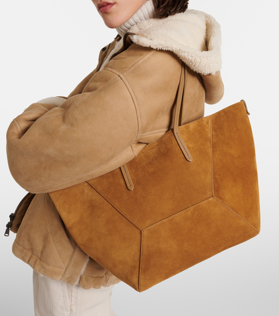Borsa Duo Large in suede | Brunello Cucinelli