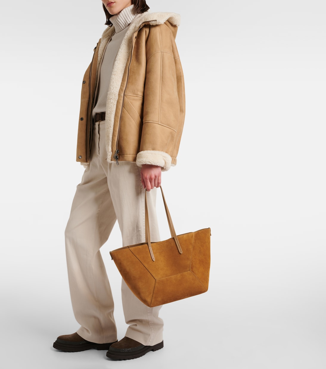 Borsa Duo Large in suede | Brunello Cucinelli
