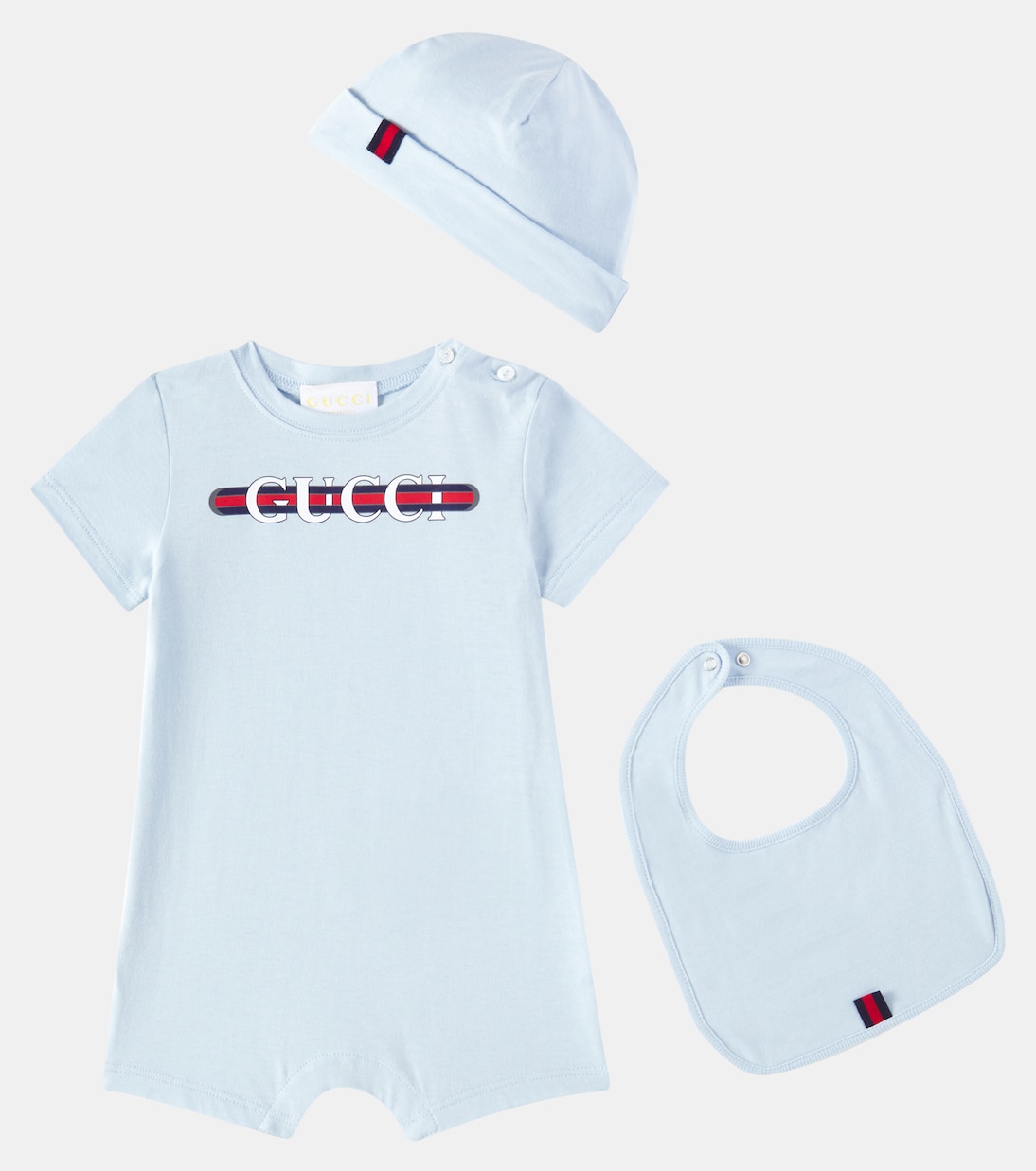 Bebé - set de mono, babero y gorro de algodón | Gucci Kids