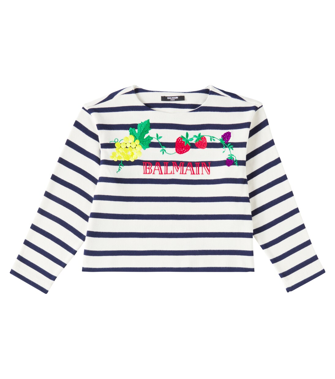 T-shirt in jersey di cotone a righe | Balmain Kids