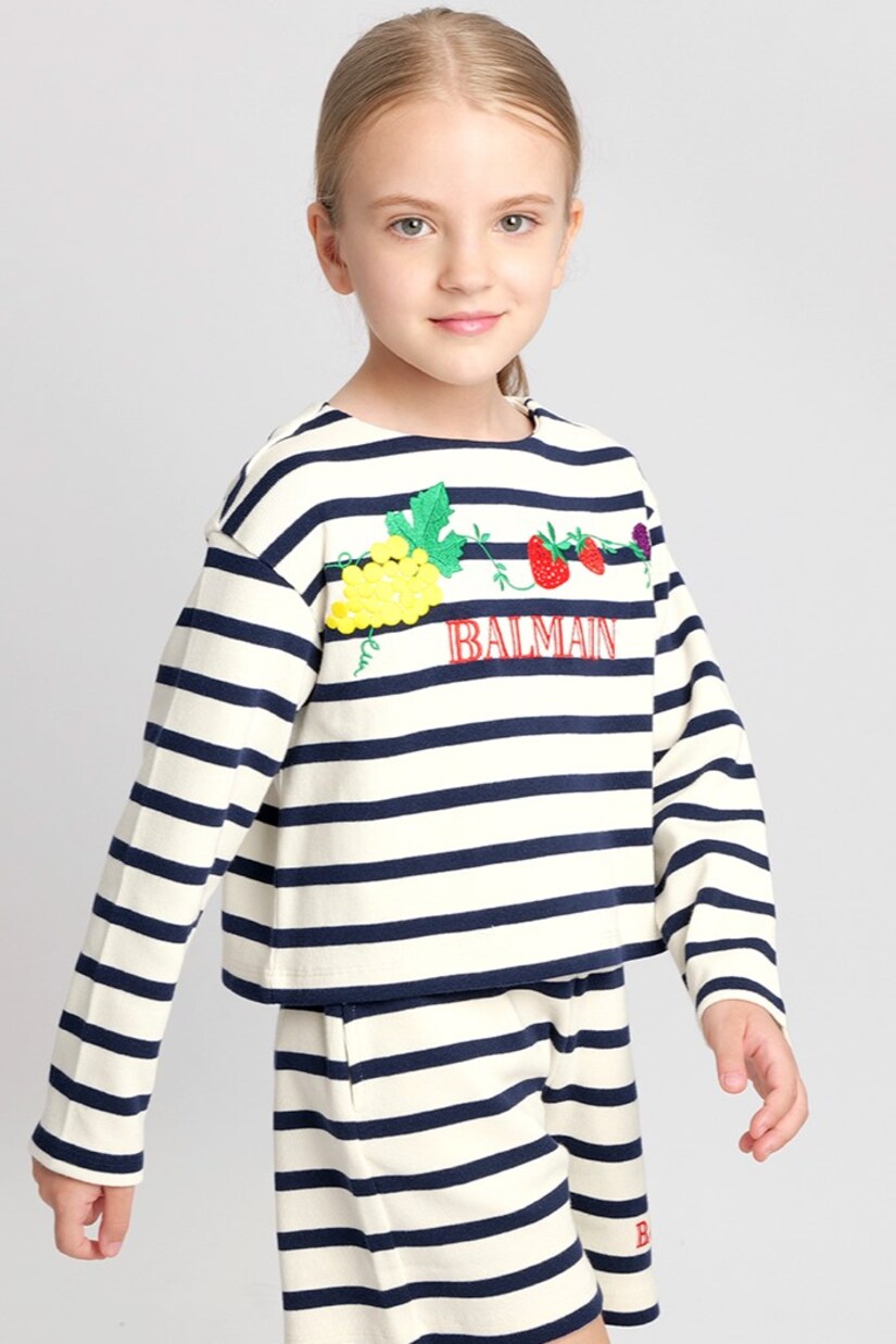 T-shirt in jersey di cotone a righe | Balmain Kids
