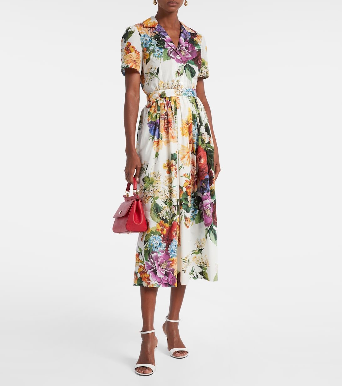 Floral cotton poplin shirt dress | Dolce&Gabbana