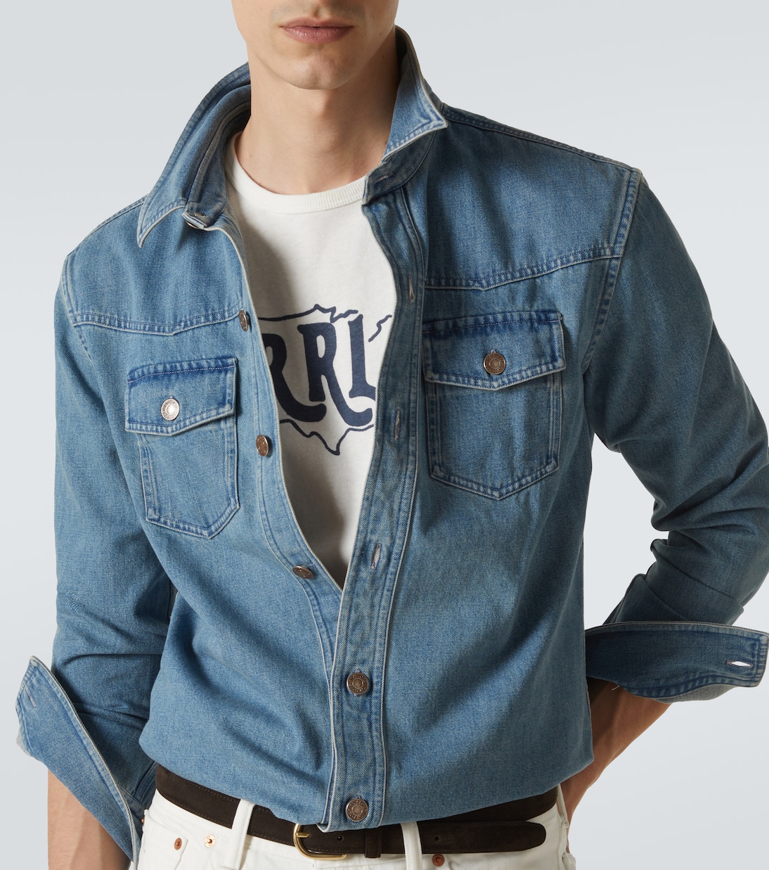 Camiseta de mezcla de algodón estampada | RRL
