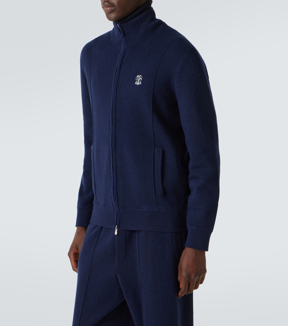 Cashmere-blend zip-up sweater | Brunello Cucinelli