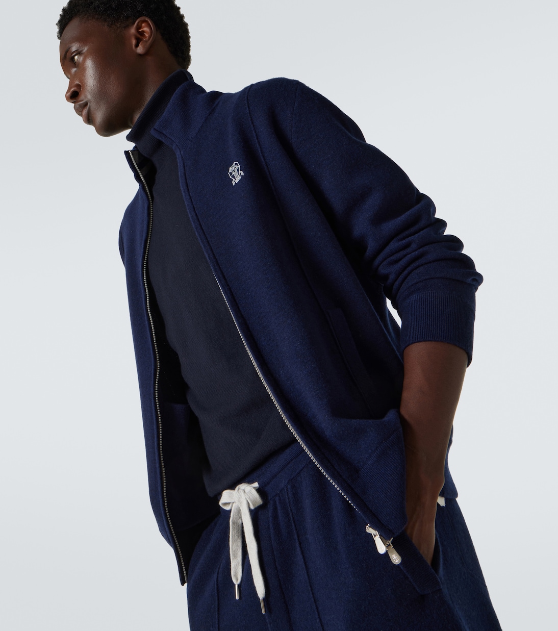 Cashmere-blend zip-up sweater | Brunello Cucinelli