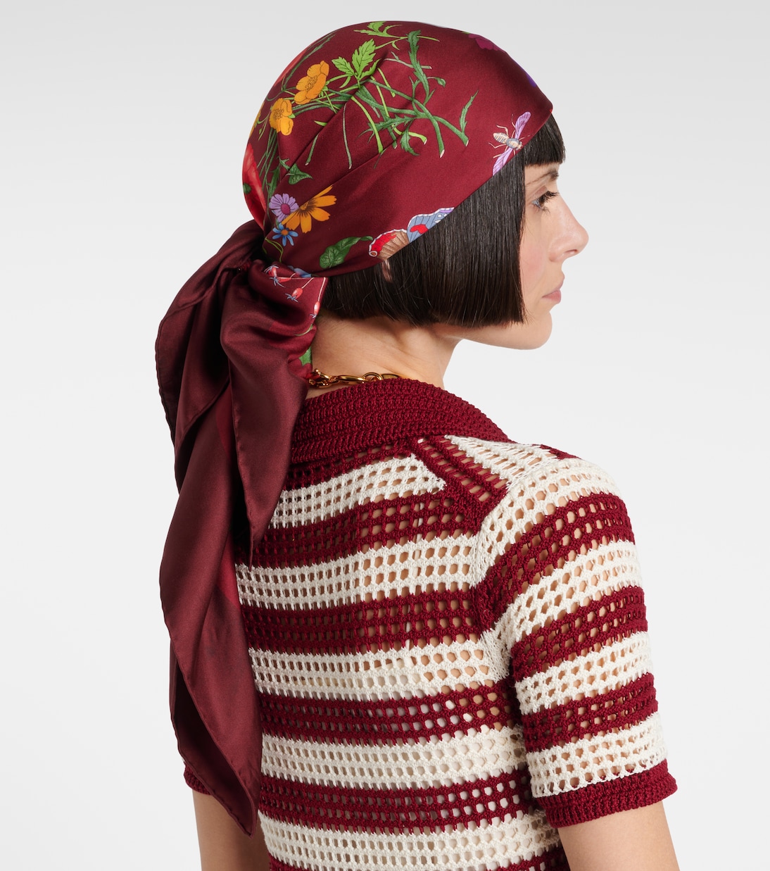 Foulard in twill di seta con stampa | Gucci