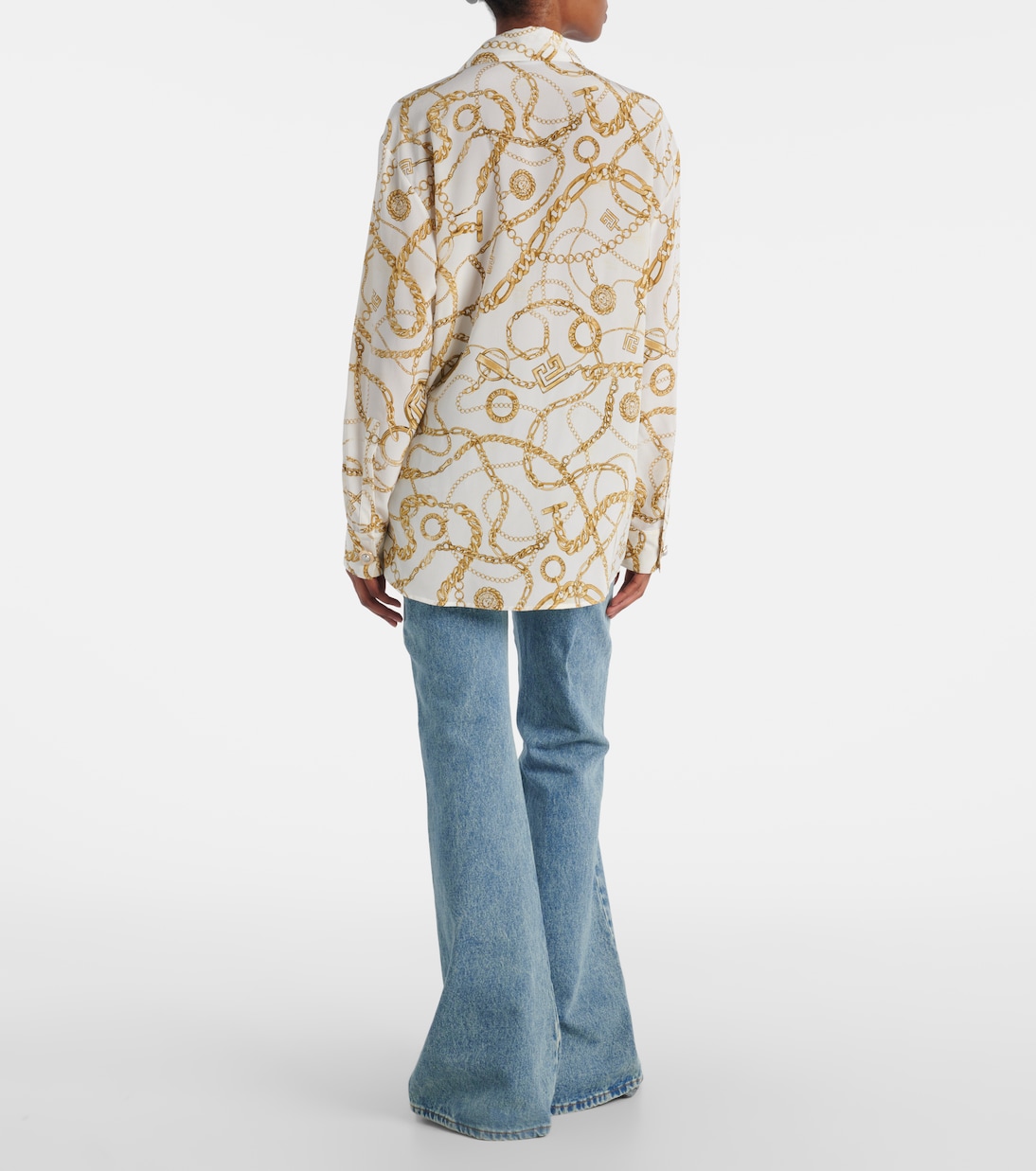 Camisa de seda estampada con logo  | Balmain