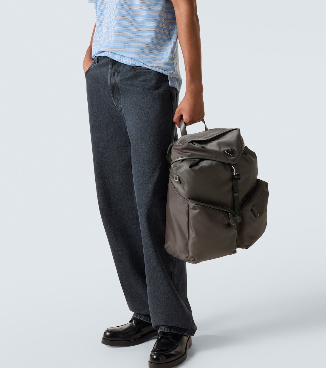Rucksack aus Re-Nylon mit Leder | Prada