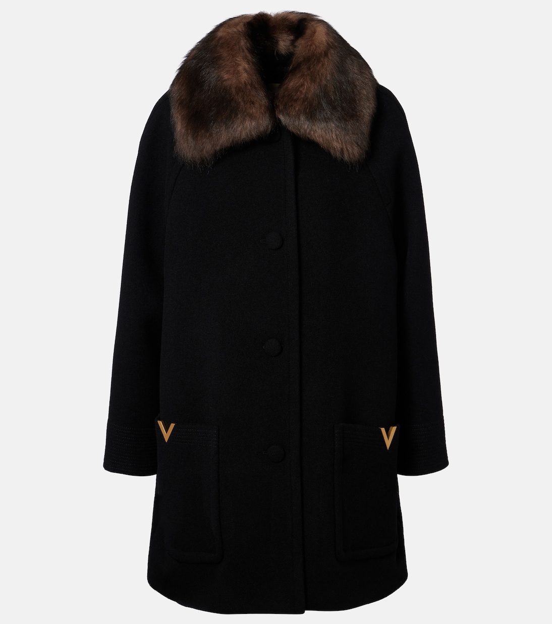 Shearling-trimmed virgin wool coat | Valentino