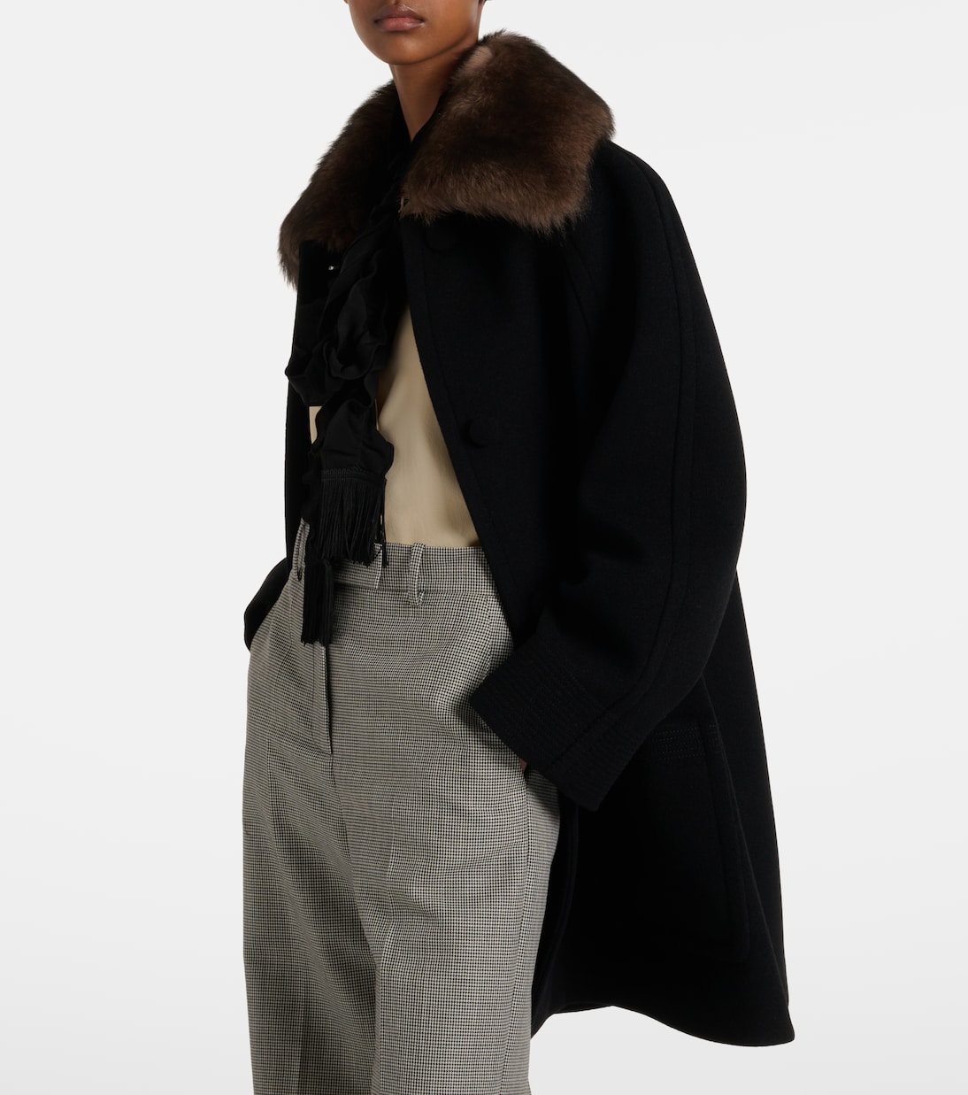 Shearling-trimmed virgin wool coat | Valentino