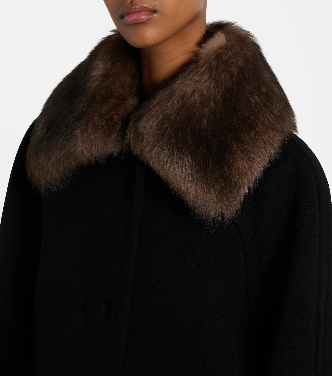 Shearling-trimmed virgin wool coat | Valentino