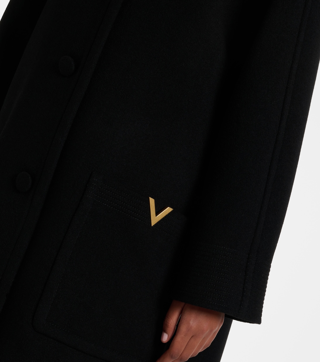 Shearling-trimmed virgin wool coat | Valentino