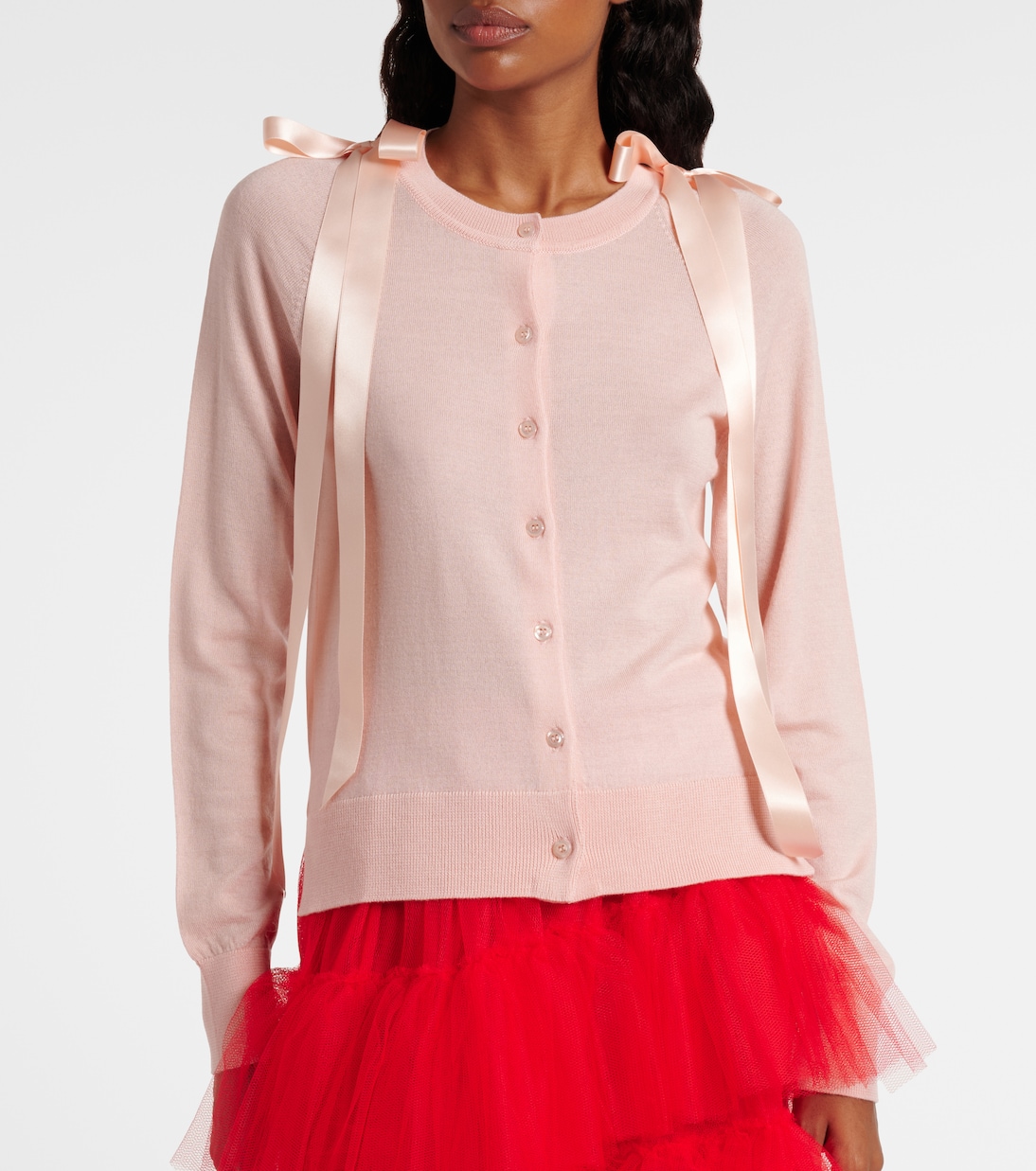Bow-detail wool and silk cardigan | Simone Rocha