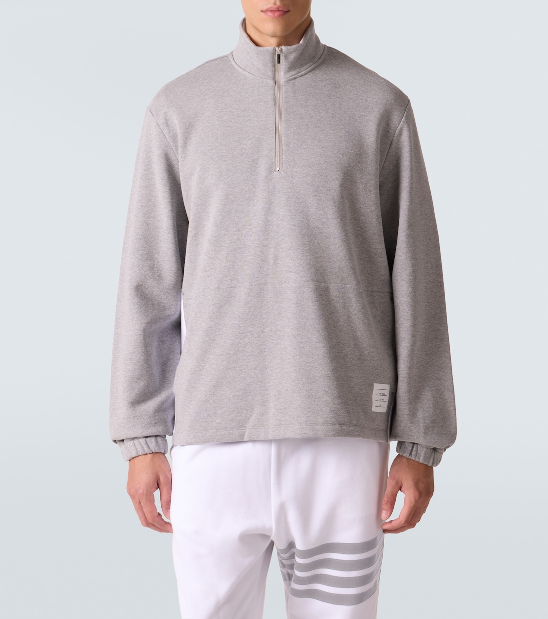 4-Bar cotton jersey half-zip sweatshirt | Thom Browne