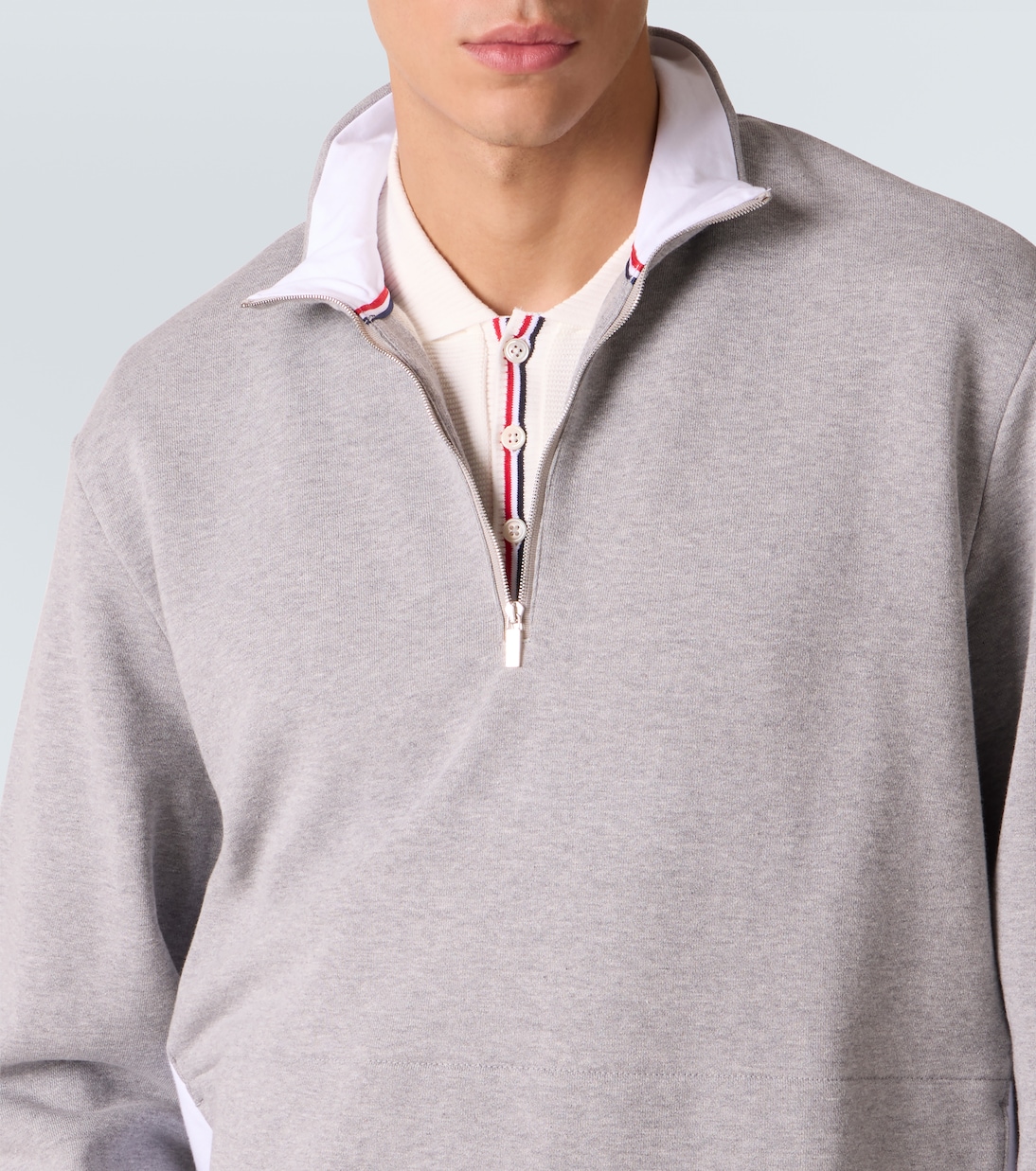 4-Bar cotton jersey half-zip sweatshirt | Thom Browne