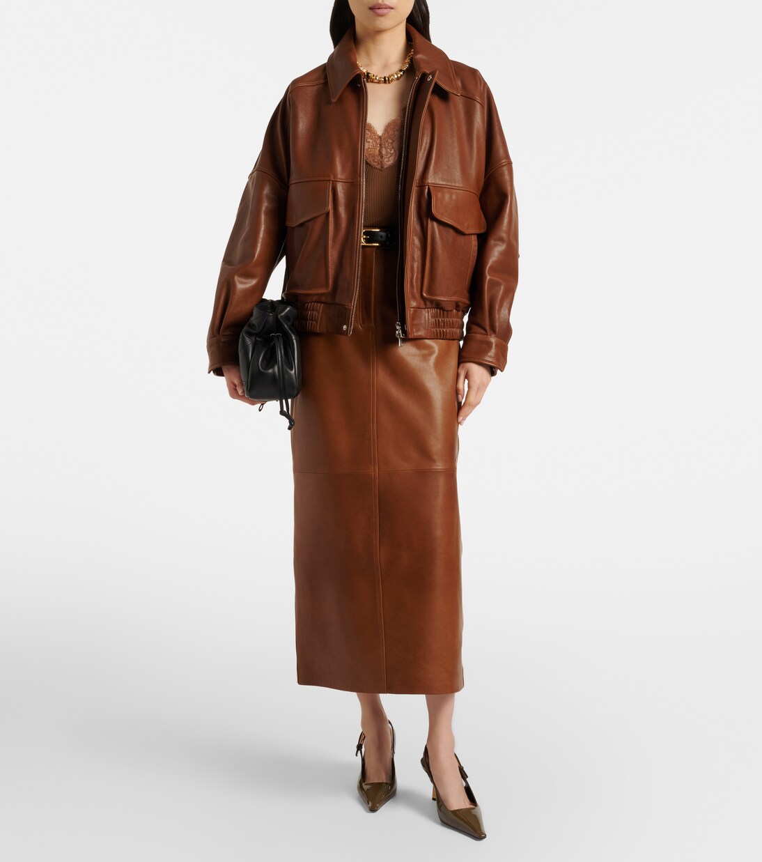 Bleistiftrock Ghalia aus Leder | Nour Hammour