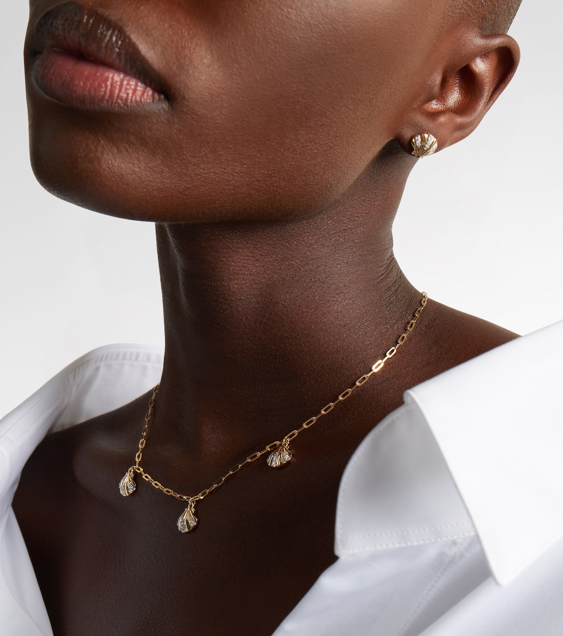 Collier 3 Petite Venus Shell en or 14 ct (585/1000) avec diamants | Mateo