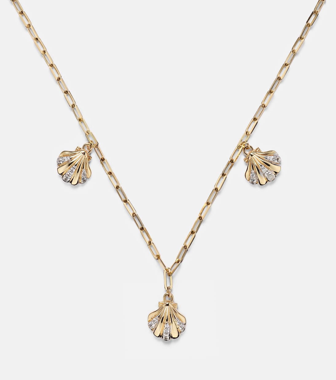 Collier 3 Petite Venus Shell en or 14 ct (585/1000) avec diamants | Mateo