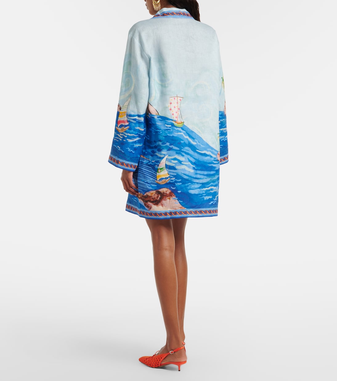 Bedrucktes Minikleid Island aus Leinen | Alémais