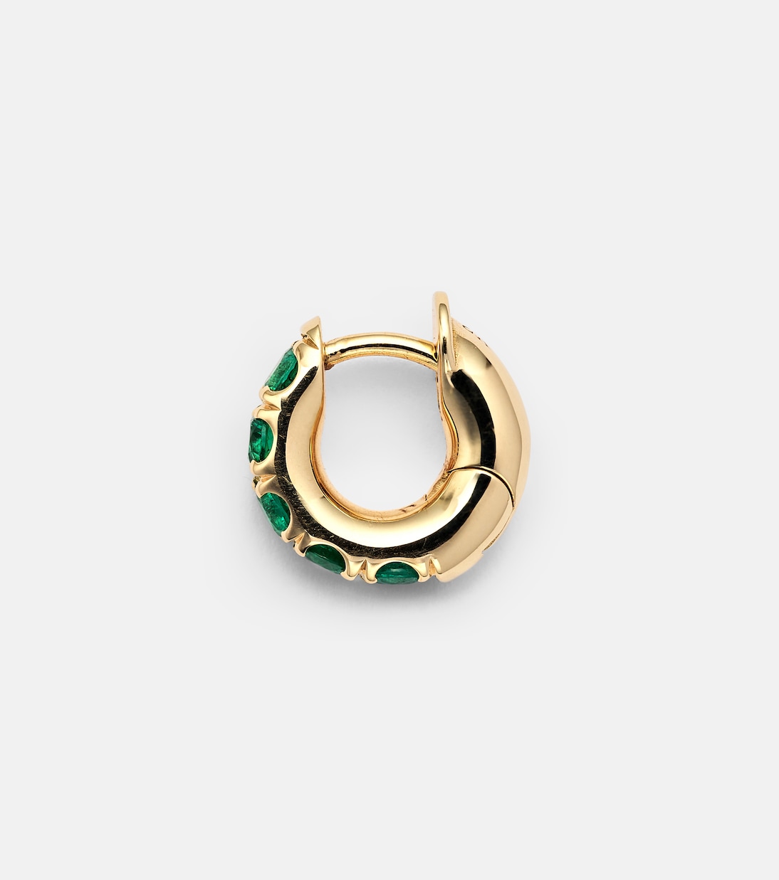 Boucle d'oreille unique Mini Macro Hoop en or 18 ct et émeraudes | Spinelli Kilcollin