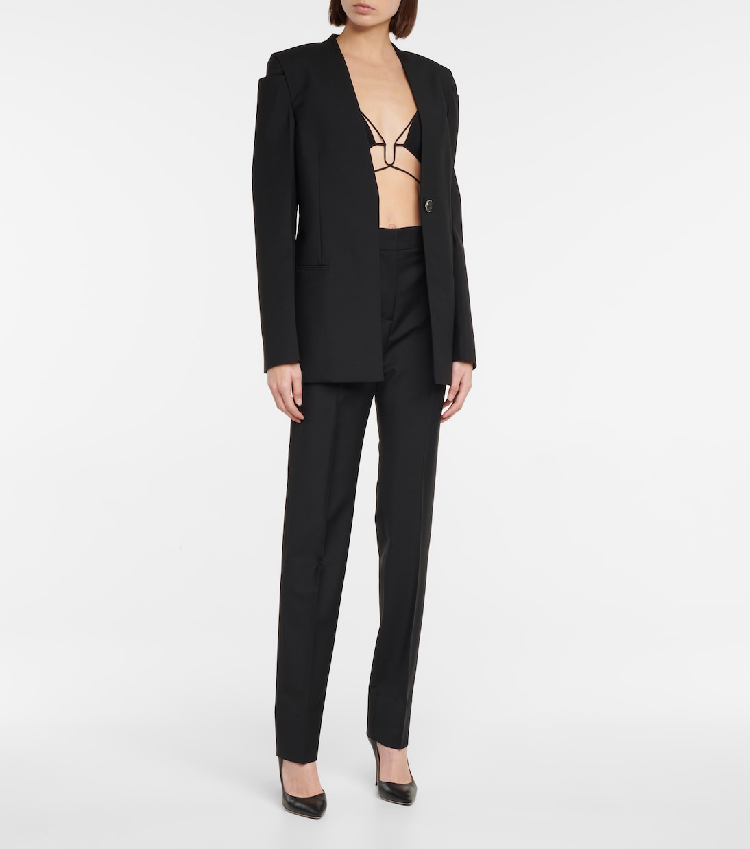 Tie-trimmed gabardine bra | Nensi Dojaka