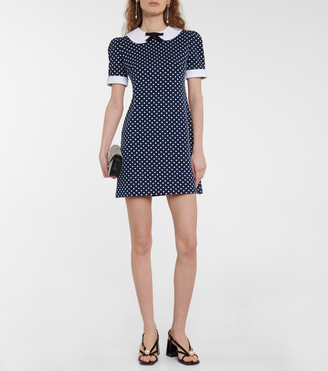 Miniabito in misto cotone a pois | Miu Miu