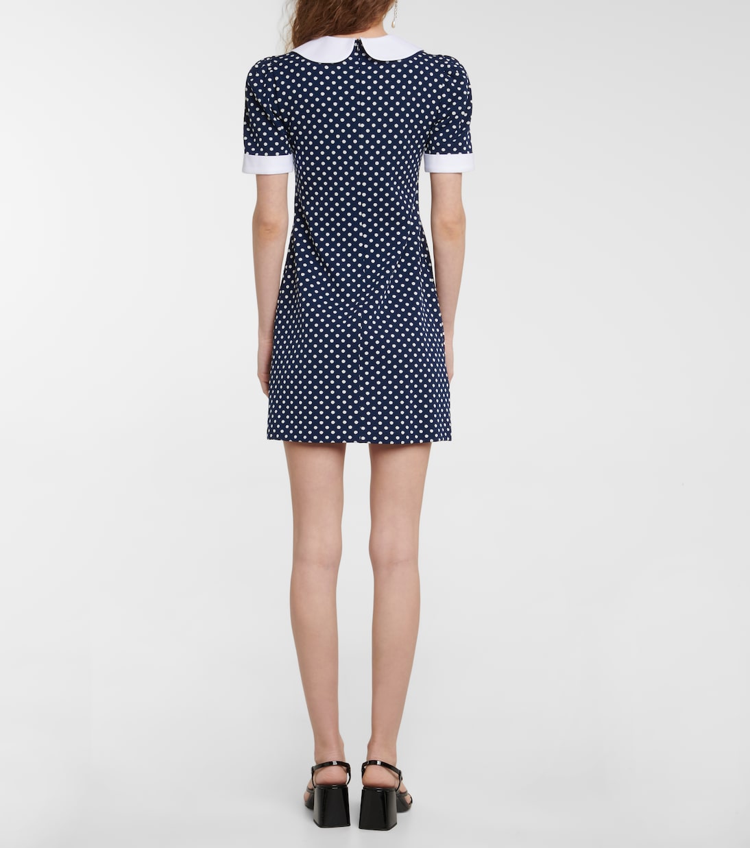 Miniabito in misto cotone a pois | Miu Miu