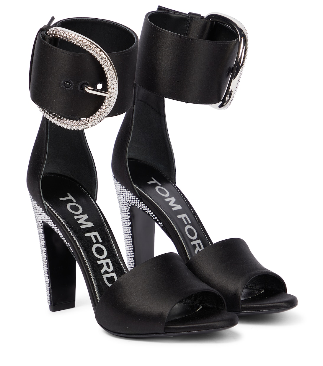 Crystal-embellished satin sandals | Tom Ford
