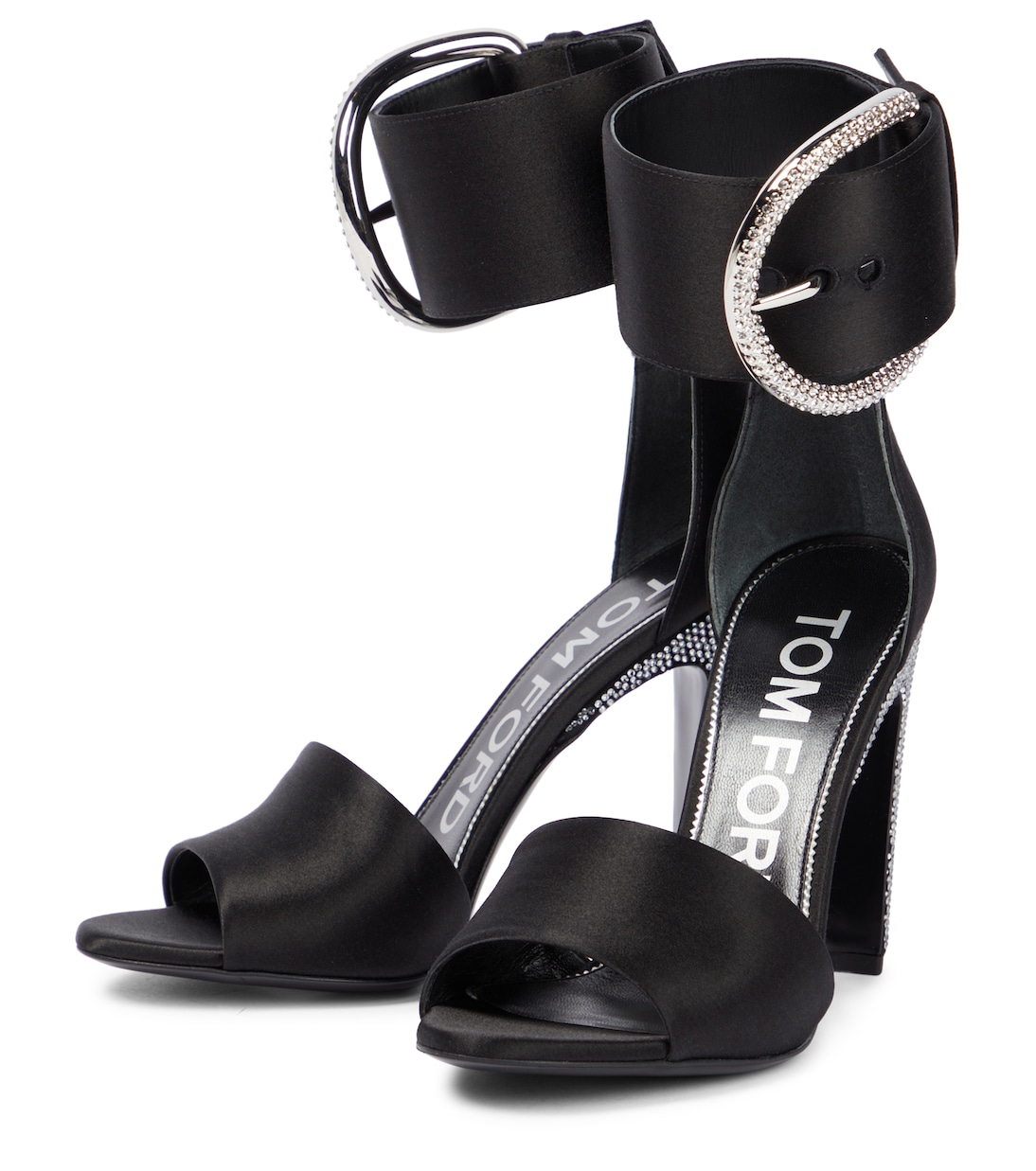 Crystal-embellished satin sandals | Tom Ford