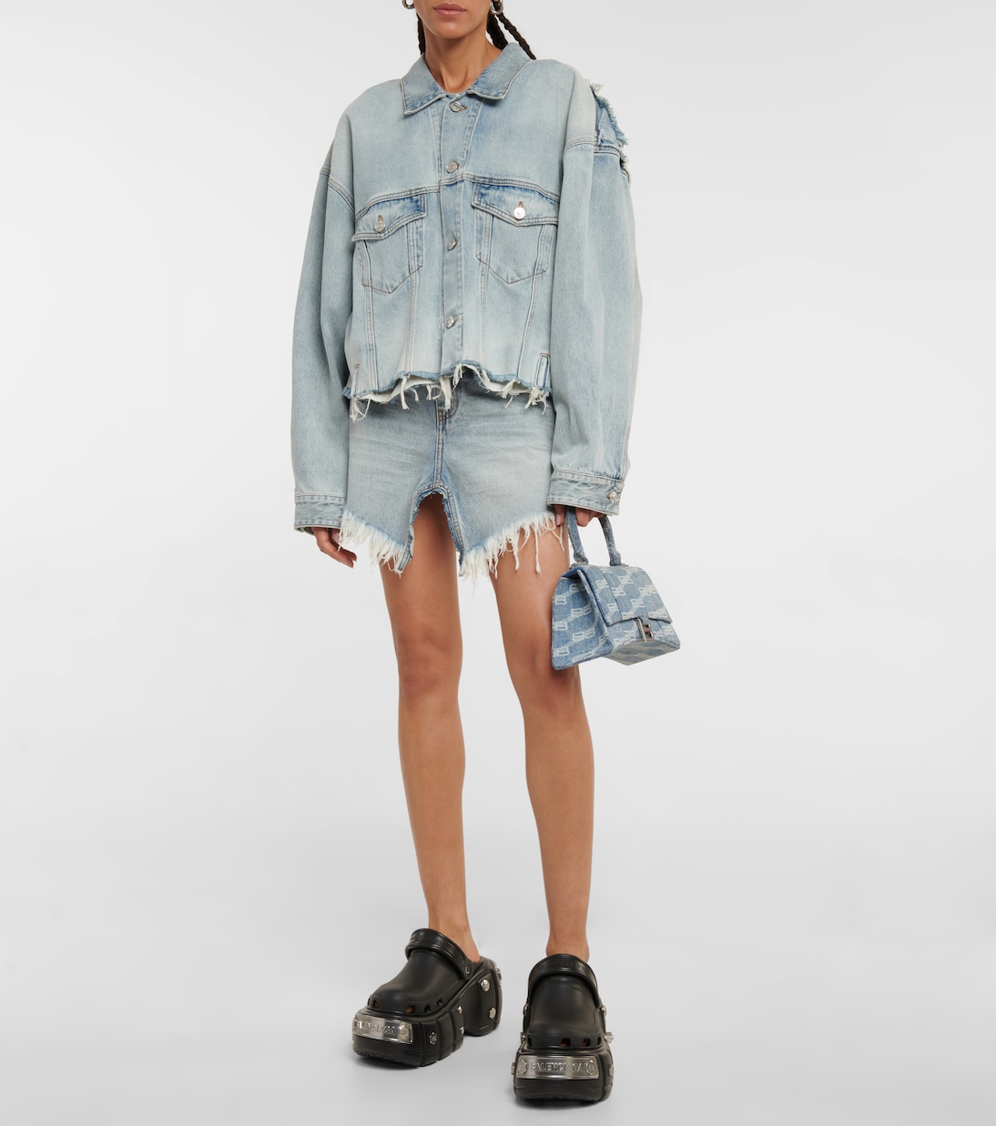 Schultertasche Hourglass aus Denim | Balenciaga