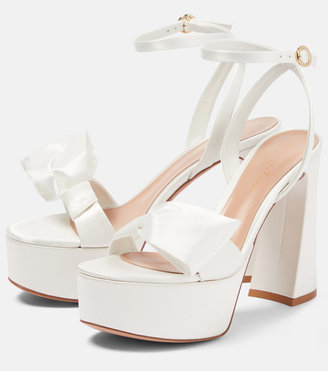 Bow-trimmed satin platform sandals | Gianvito Rossi