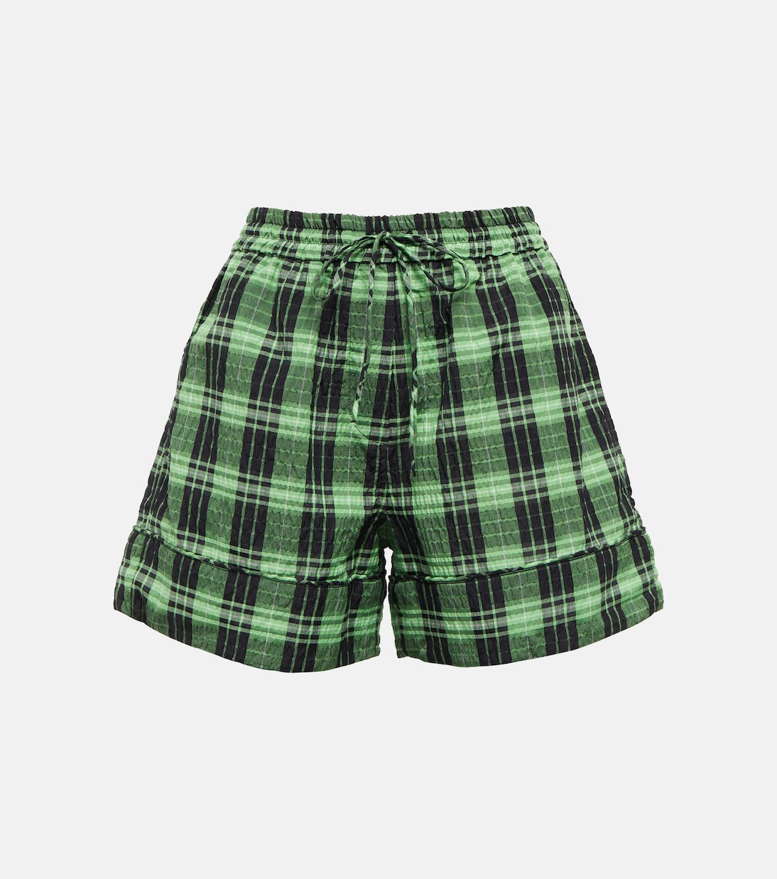 Shorts a quadri in seersucker | Ganni