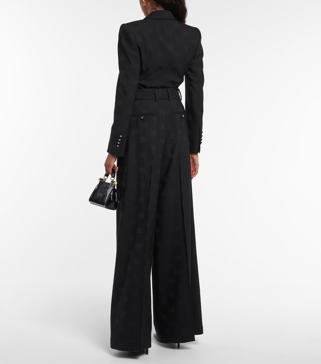 Pantalon ample en laine mélangée à logo | Dolce&Gabbana