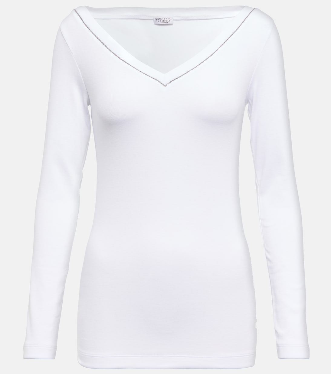 Top con scollo a V in misto cotone | Brunello Cucinelli