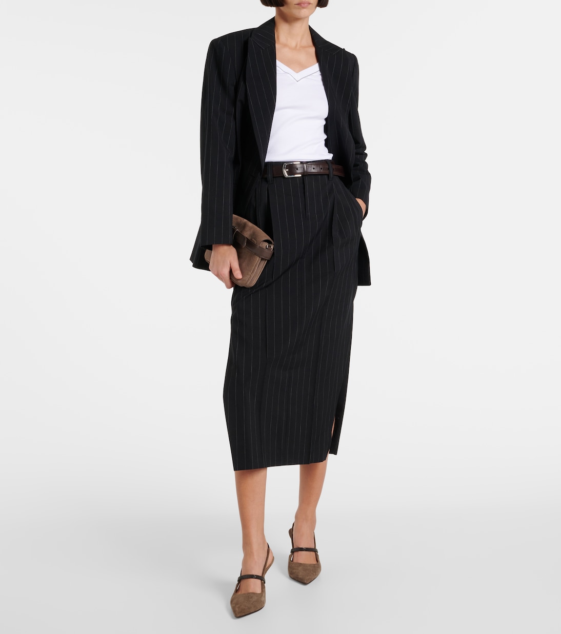 Top con scollo a V in misto cotone | Brunello Cucinelli