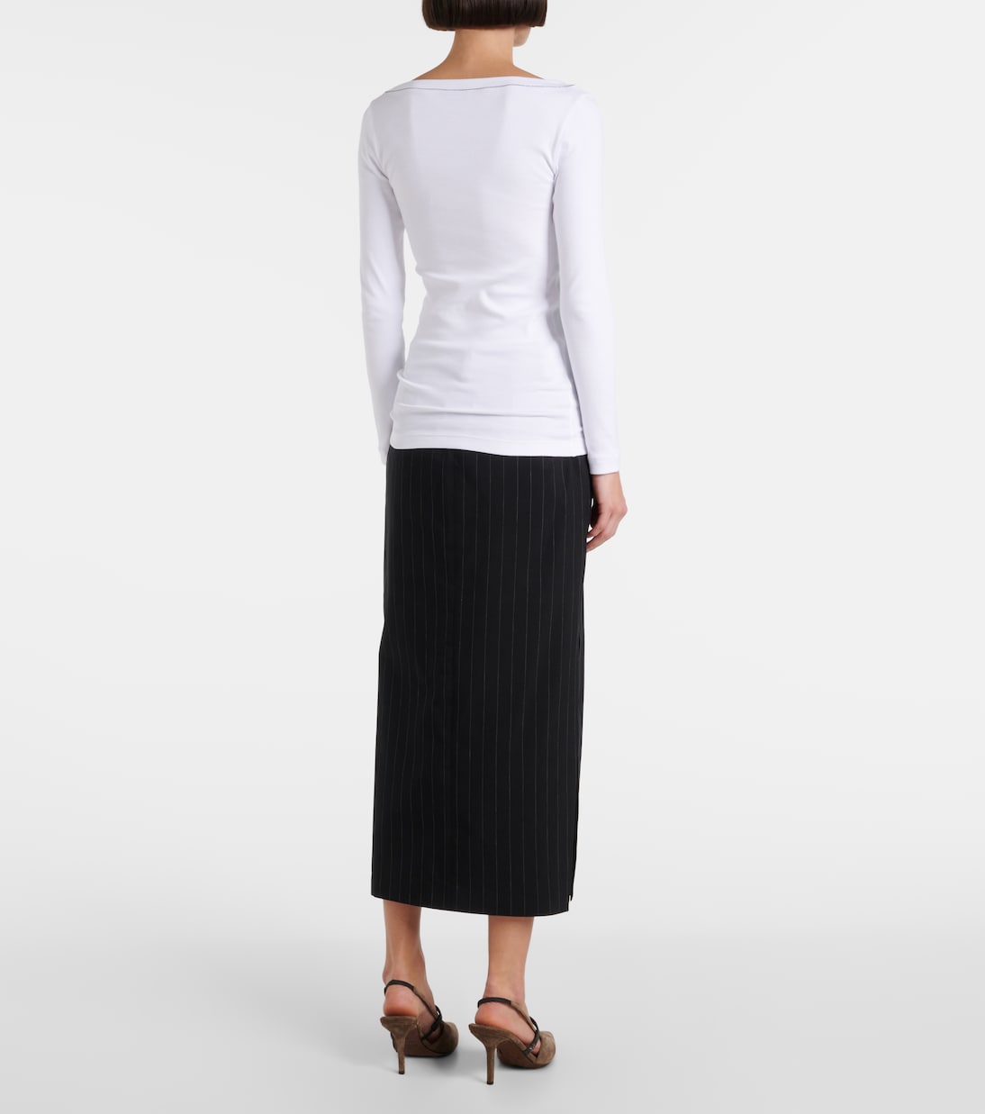 Top con scollo a V in misto cotone | Brunello Cucinelli