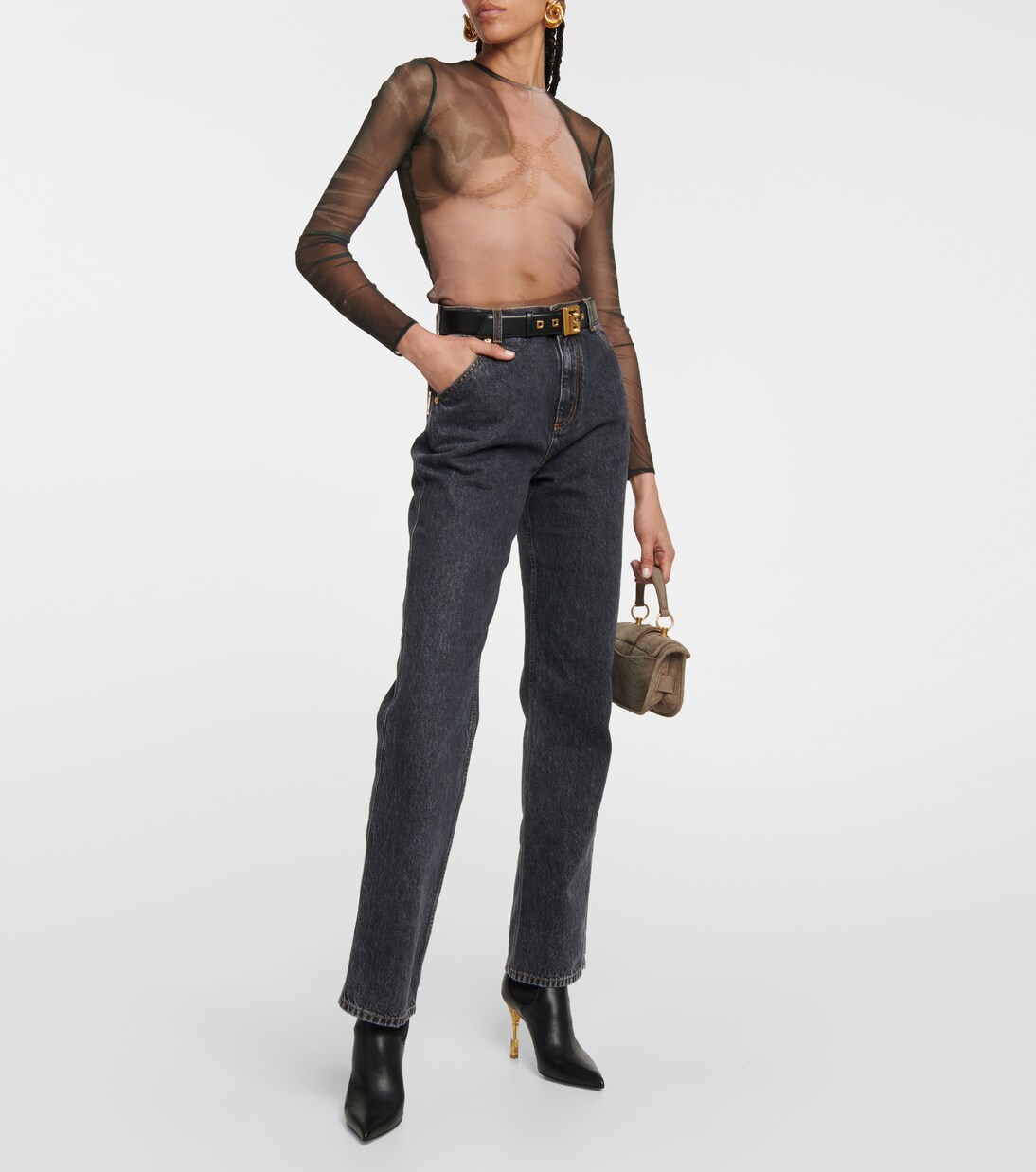 Trompe-l'œil printed tulle top | Balmain