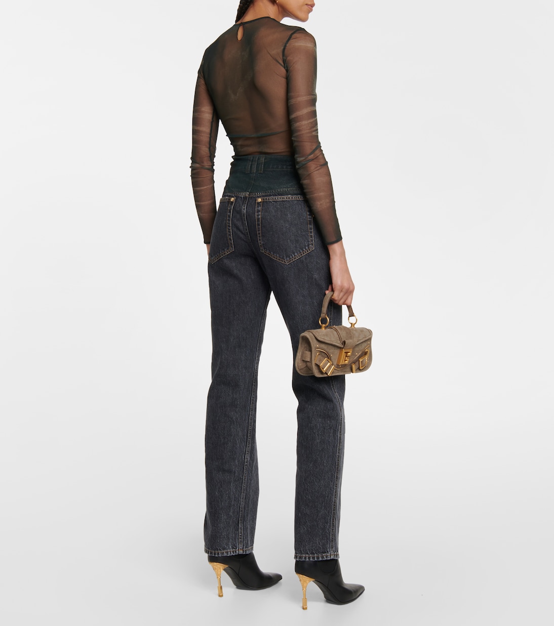 Trompe-l'œil printed tulle top | Balmain