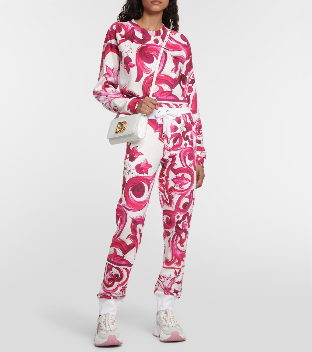 Felpa cropped Maiolica in jersey di cotone | Dolce&Gabbana
