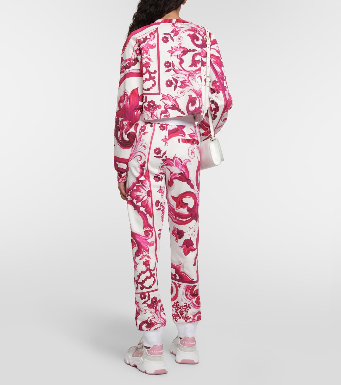 Felpa cropped Maiolica in jersey di cotone | Dolce&Gabbana